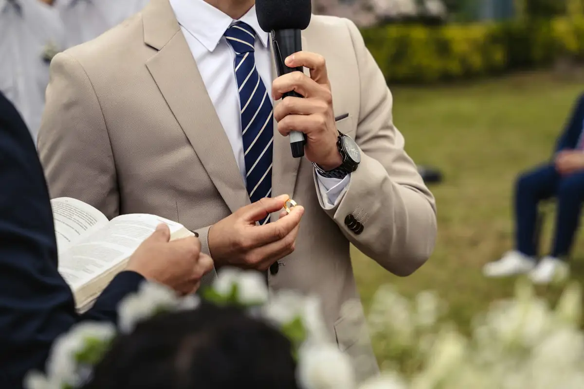 The best man giving a speech at a wedding reception