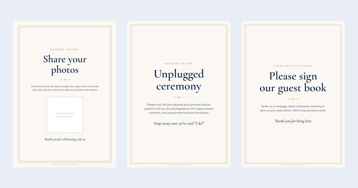 Wedding Photo Qr Code Example Free wedding QR code sign templates to print | DropSnaps
